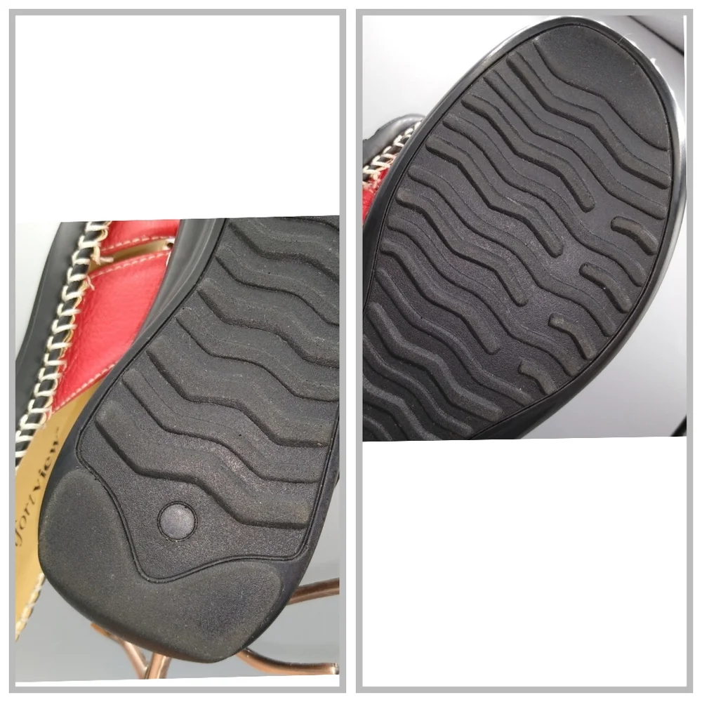 Comfortview Red Faux Leather Mules Buckle Knot Stitching 7W Vintage - Picture 6 of 12